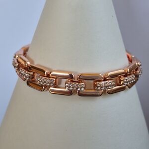 Rose Gold Link Bracelet with Sparkling Accents